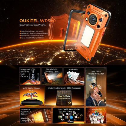 Oukitel WP500 Rugged Phone 12GB + 1TB 108MP Night Vision 5G Android 16