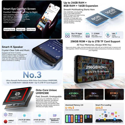 Blackview WAVE 10 8GB + 256GB 6.88-inch Android 16 4G Smartphone