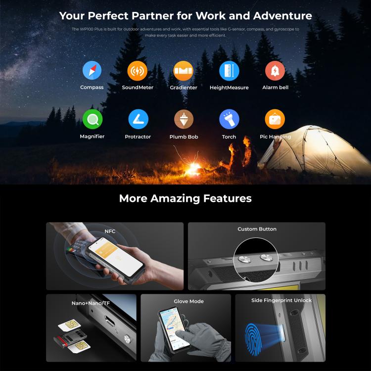 Oukitel WP100 Plus Rugged Phone 12GB + 512GB 33000mAh Night Vision