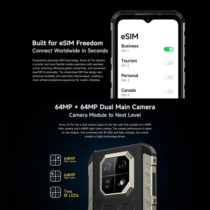 Ulefone Armor 22 Pro IP68/IP69K Rugged Phone 8GB + 128GB 4G NFC