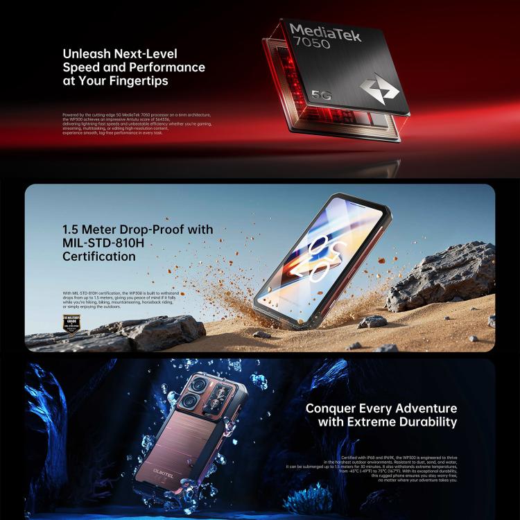 Oukitel WP300 Rugged Phone + Wrist Watch, 12GB+512GB, Android 15, 5G
