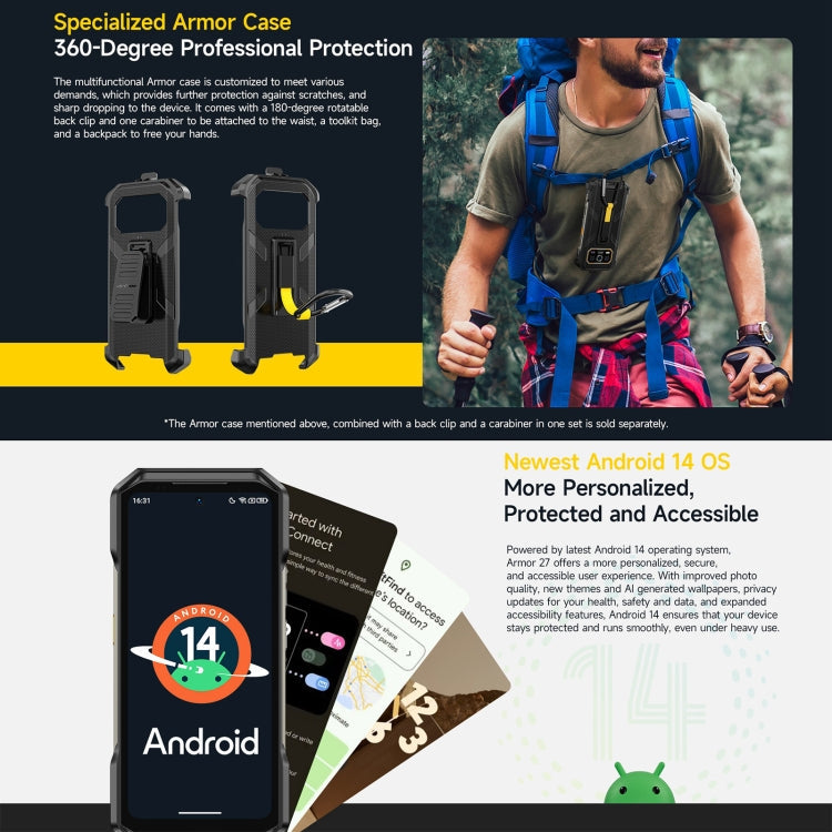 Ulefone Armor 27 Rugged Mobile Phone 24GB + 256GB Android 14 120Hz
