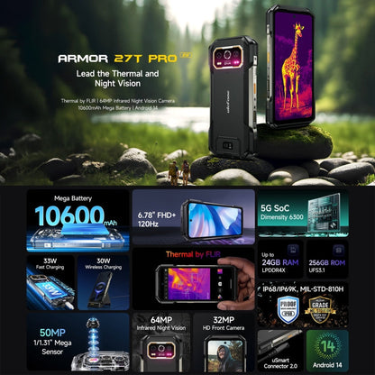 Ulefone Armor 27T Pro Rugged Phone Thermal Imaging Camera 12GB + 256GB