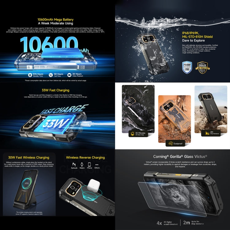 Ulefone Armor 27T Rugged Mobile Phone 12GB + 256GB Thermal Imager Camera (Black)
