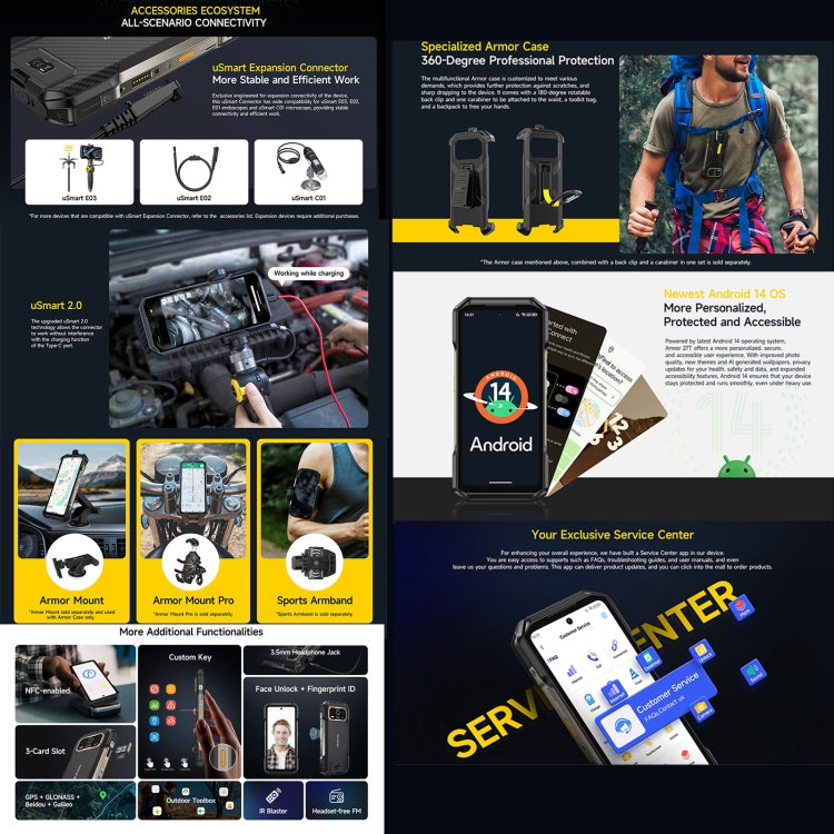 Ulefone Armor 27T Rugged Mobile Phone 12GB + 256GB Thermal Imager Camera (Black)