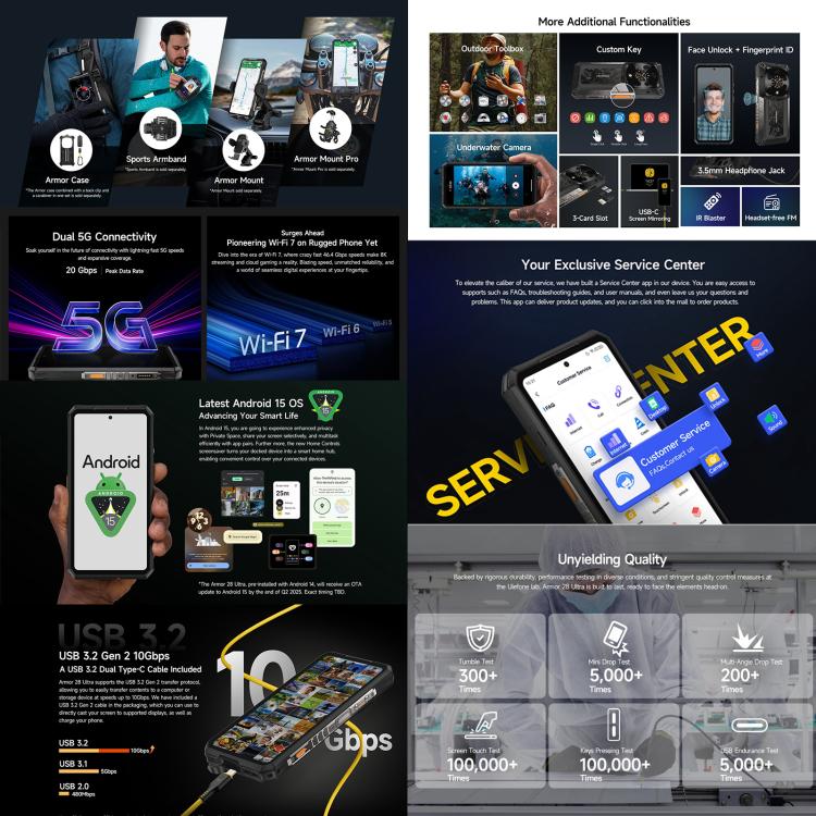 Ulefone Armor 28 Ultra 5G Rugged Phone 32GB + 1TB 10600mAh 120W Fast Charging