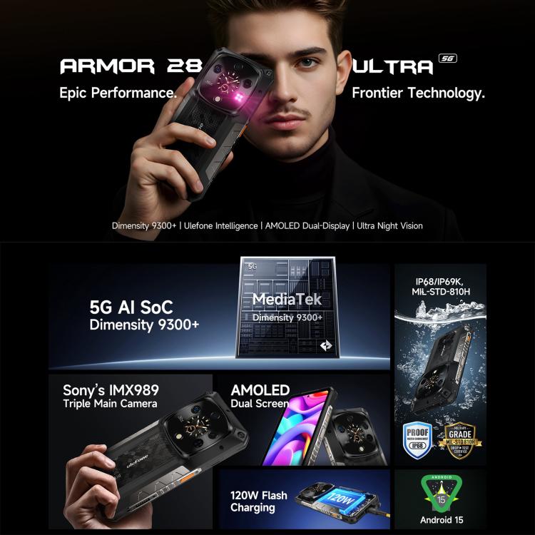 Ulefone Armor 28 Ultra 5G Rugged Phone 32GB + 1TB 10600mAh 120W Fast Charging