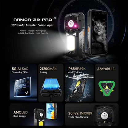 Ulefone Armor 29 Pro Rugged Phone 32GB + 512GB 120W 21200mAh 5G
