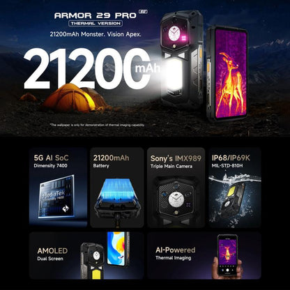 Ulefone Armor 29 Pro Thermal Version Rugged Phone 120W 21200mAh 32GB + 512GB
