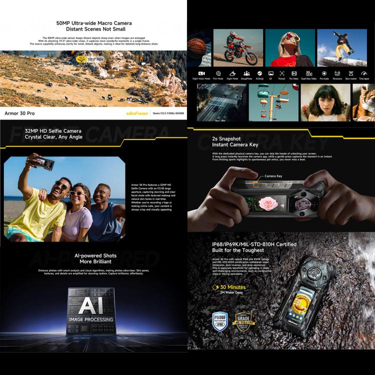 Ulefone Armor 30 Pro Rugged Phone 32GB + 512GB 66W Fast Charging 12800mAh 5G