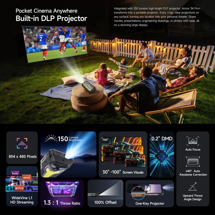 --- Ulefone Armor 34 Pro Plus Projector Rugged Phone 32GB + 512GB 5G Android 15