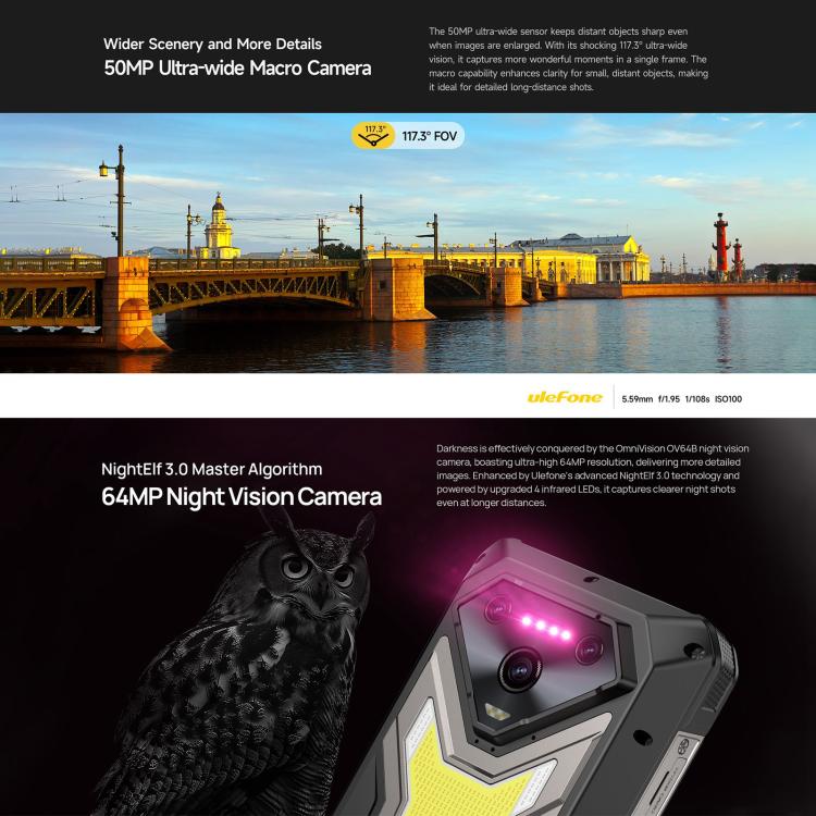 --- Ulefone Armor 34 Pro Plus Projector Rugged Phone 32GB + 512GB 5G Android 15
