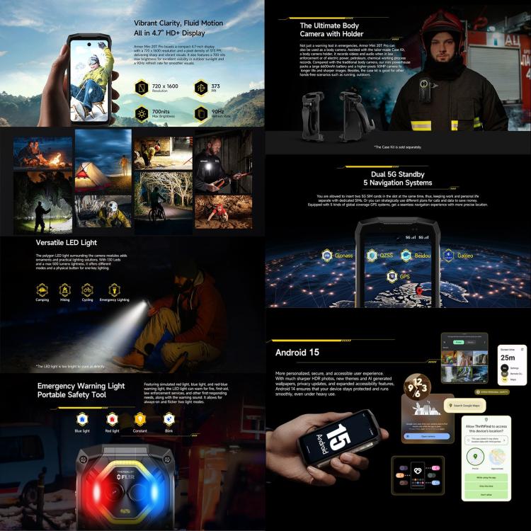 Ulefone Armor Mini 20T Pro Rugged Smartphone 6200mAh Battery 16GB + 256GB 5G