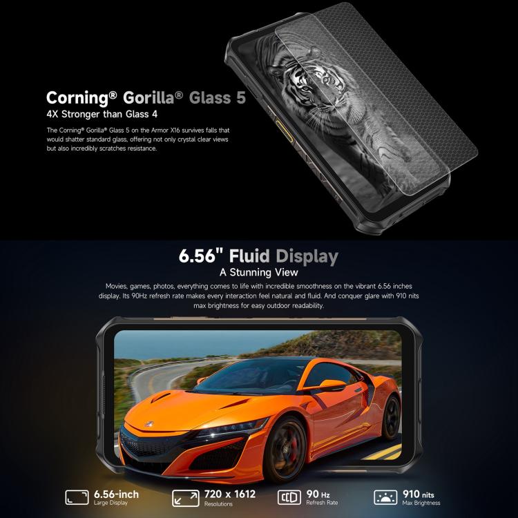Ulefone Armor X16 Android 15 Rugged Phone 12GB + 128GB 10360mAh 33W Fast Charging