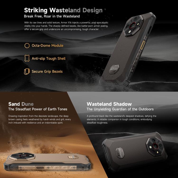 Ulefone Armor X16 Android 15 Rugged Phone 12GB + 128GB 10360mAh 33W Fast Charging
