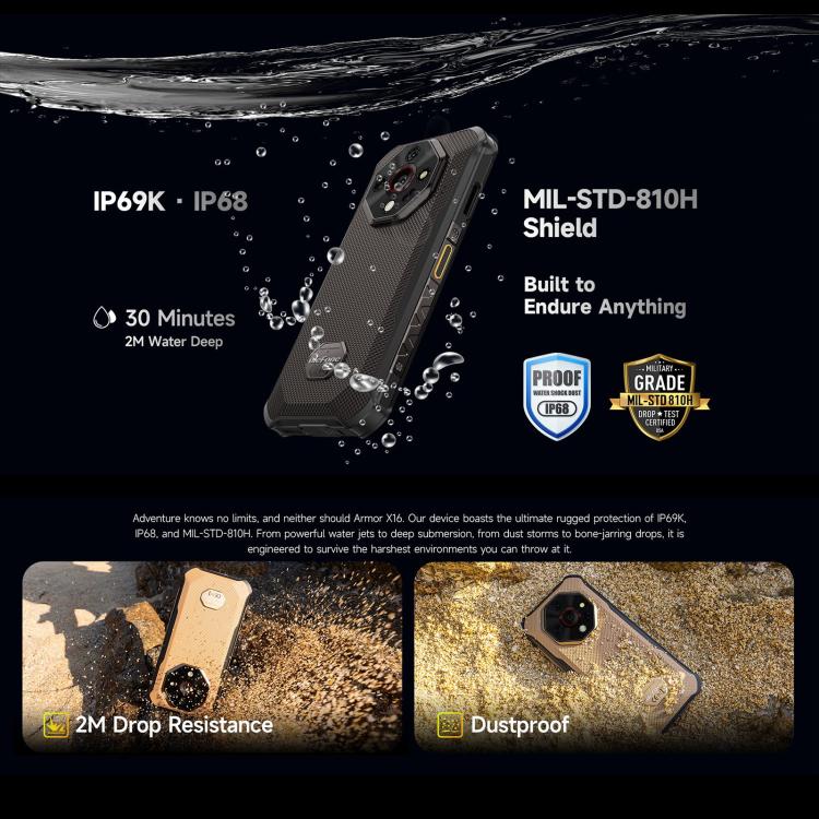 Ulefone Armor X16 Android 15 Rugged Phone 12GB + 128GB 10360mAh 33W Fast Charging