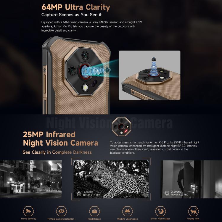 Ulefone Armor X16 Pro Android 15 Rugged Phone 16GB + 256GB 10360mAh 5G