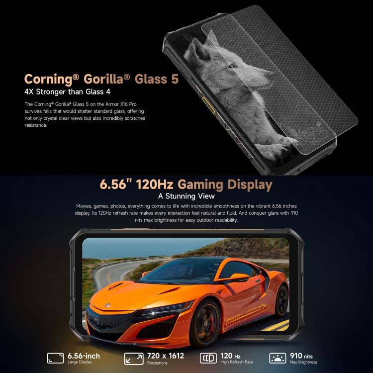 Ulefone Armor X16 Pro Android 15 Rugged Phone 16GB + 256GB 10360mAh 5G