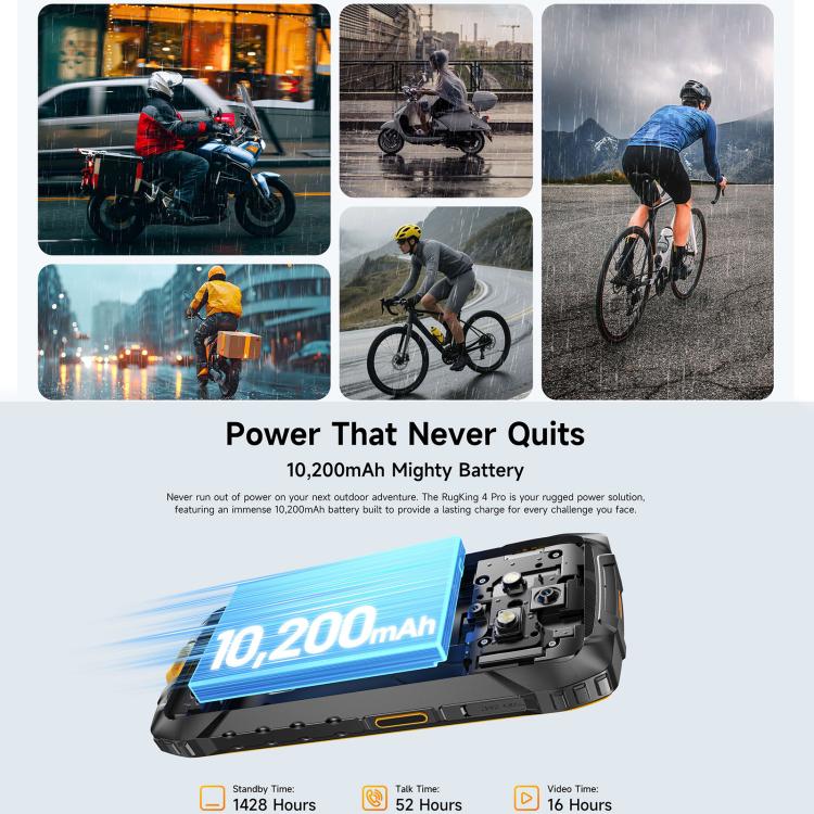 Ulefone RugKing 4 Pro 8GB + 256GB IP68/IP69K Rugged Phone Android 15 10200mAh