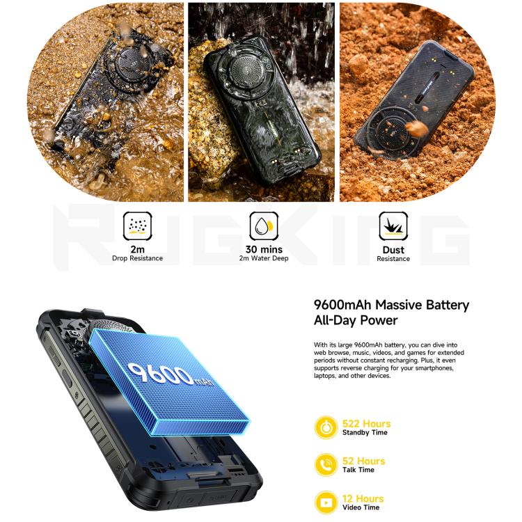 Ulefone RugKing Rugged Phone 16GB + 256GB IP68/IP69K Android 15